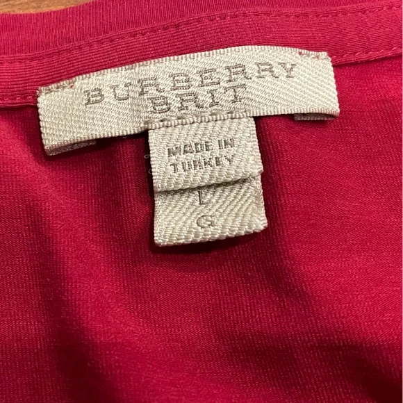 Burberry Red 3/4 sleeve top Size Large - Picture 4 of 4